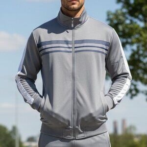 Urban Depot Mens Athletic Zipper Jacket size XL Gray Navy Blue size XL